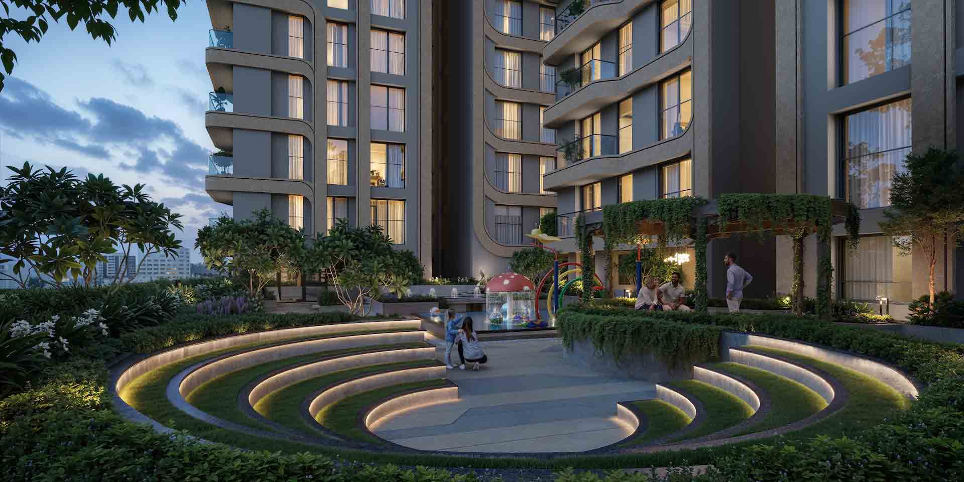 Courtyard and landscaped amenities